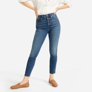 Everlane Authentic Stretch High Rise Vintage Skinny Jean Button Fly Blue 25